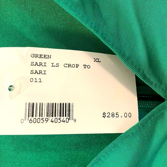 NWT Alexis designer emerald green long sleeve rouched crop top size XL as is - Picture 3 of 11